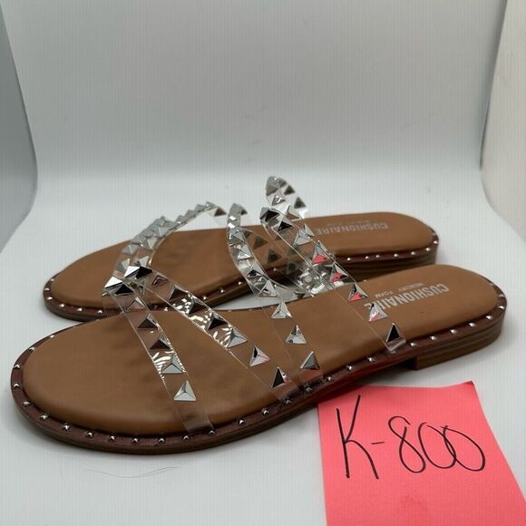 CUSHIONAIRE Women's Studded slide sandal with Memory Foam 8 CLEAR - Picture 3 of 7